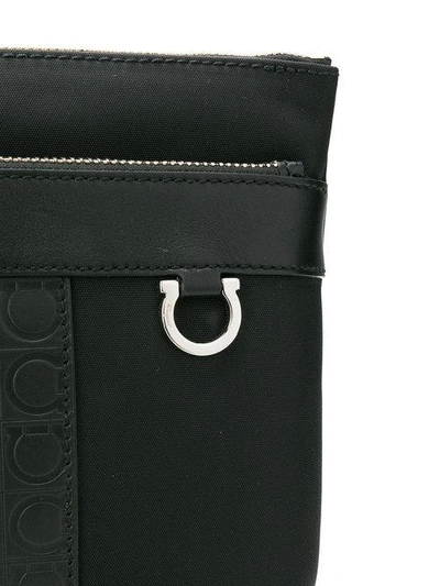 Shop Ferragamo Salvatore  Leather Trim Crossbody Bag - Black