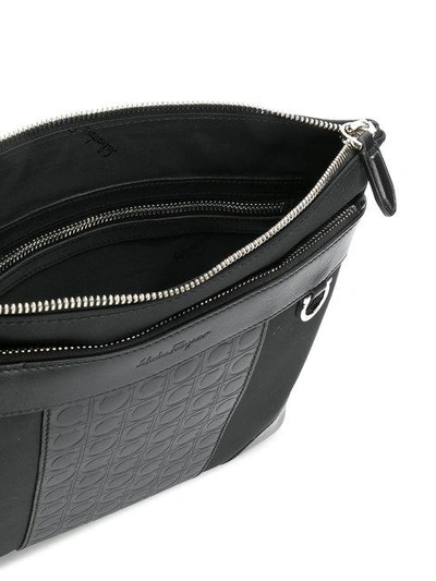Shop Ferragamo Salvatore  Leather Trim Crossbody Bag - Black