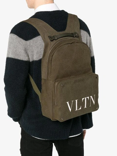Olive Green VLTN Logo Backpack