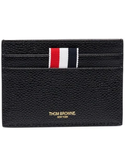 Shop Thom Browne Leather Single Card Holder In Black