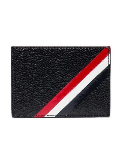 Shop Thom Browne Leather Single Card Holder In Black