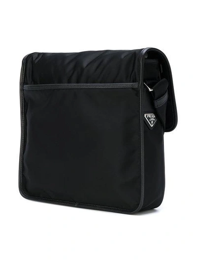 Shop Prada Leather Trim Shoulder Bag - Black