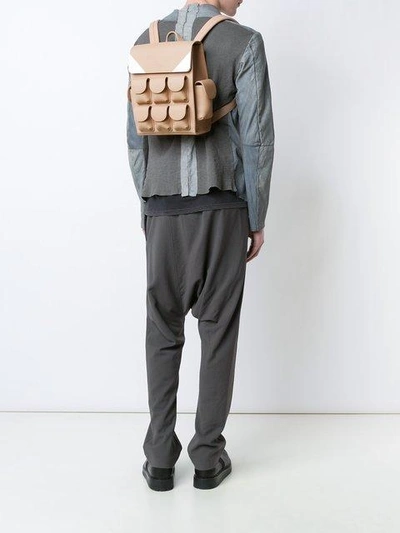 Shop Valas Multiple Pockets Small Backpack In Neutrals