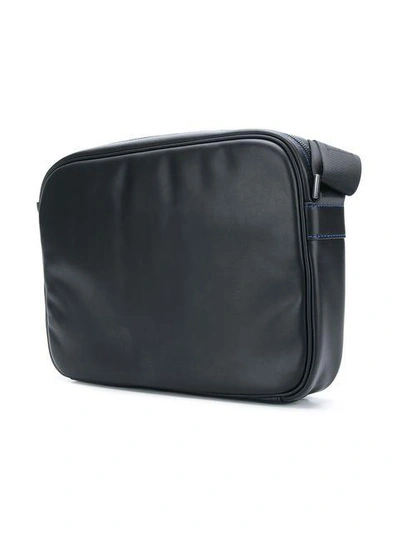 Shop Emporio Armani Logo Embossed Messenger Bag In Black
