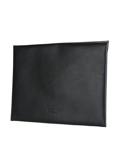 VALENTINO GARAVANI ROCKSTUD UNTITLED 12 Black Leather Envelope Clutch Purse