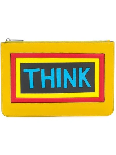 Shop Fendi Think Pouch In Yellow