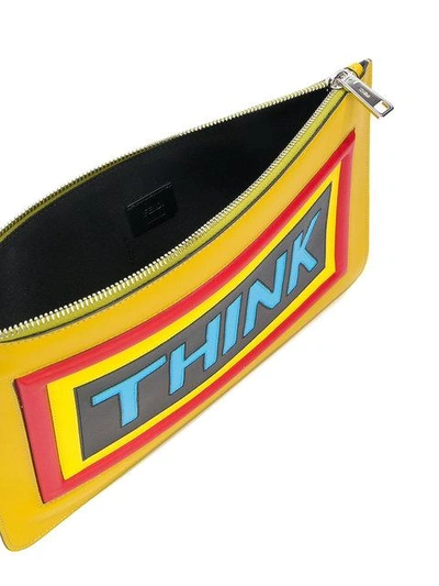 Shop Fendi Think Pouch In Yellow