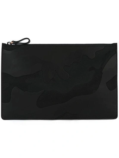 Shop Valentino Camouflage-print Clutch Bag In Black