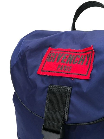 Shop Givenchy Packable Logo Plaque Backpack - Blue