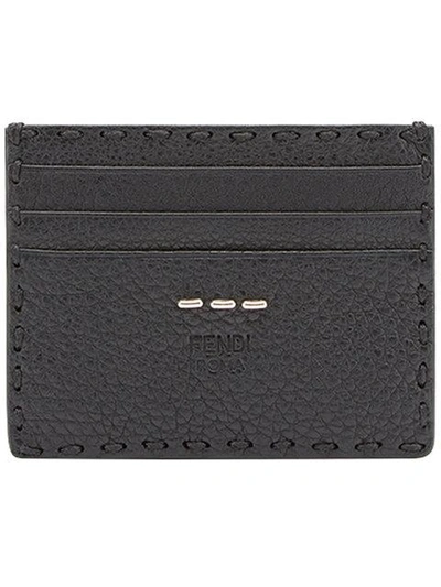 Shop Fendi Selleria 6-slot Card Holder In Black