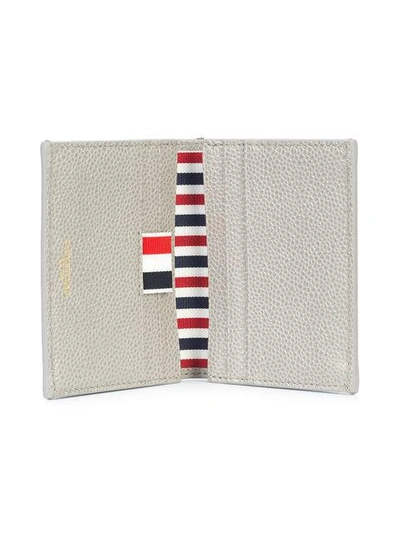 Shop Thom Browne Double Card Holder In Pebble Grain In Grey