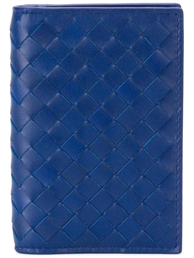 Shop Bottega Veneta Cobalt Blue Intrecciato Card Case