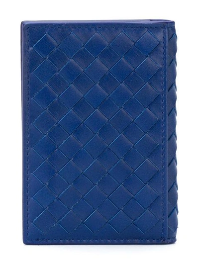 Shop Bottega Veneta Cobalt Blue Intrecciato Card Case