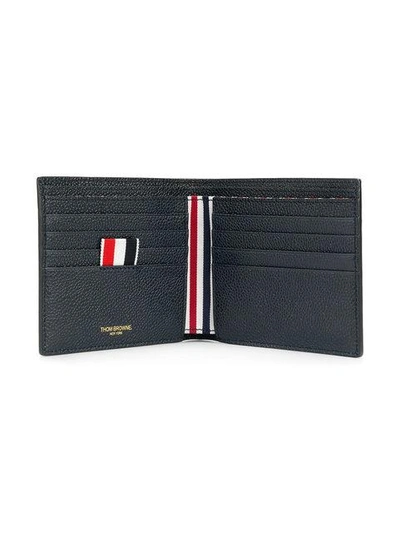 Shop Thom Browne Billfold With Contrast 4-bar Stripe In Pebble Grain & Calf Leather - Blue