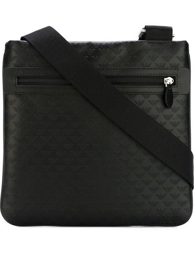 Shop Emporio Armani Logo Print Shoulder Bag - Black