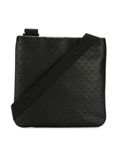 Shop Emporio Armani Logo Print Shoulder Bag - Black