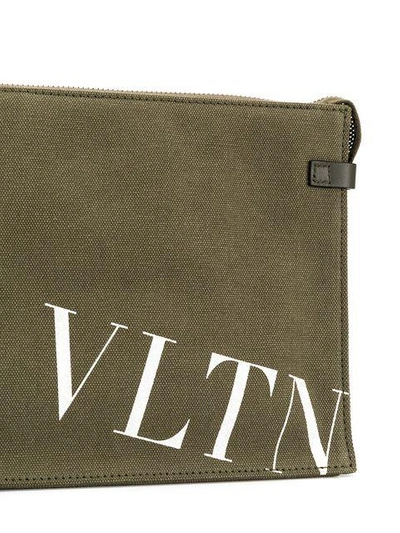 Shop Valentino Vltn Logo Clutch Pouch In Green