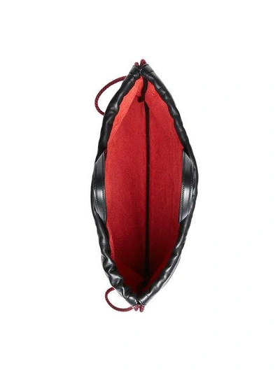 Shop Gucci Print Leather Drawstring Backpack In Red