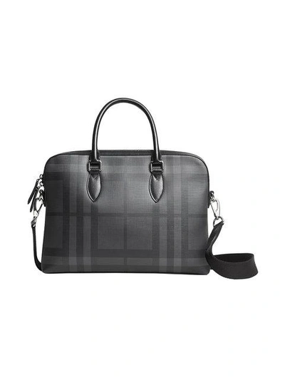 Shop Burberry London Check Slim Barrow Tote In Grey