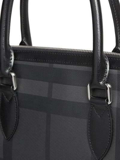 Shop Burberry London Check Slim Barrow Tote In Grey