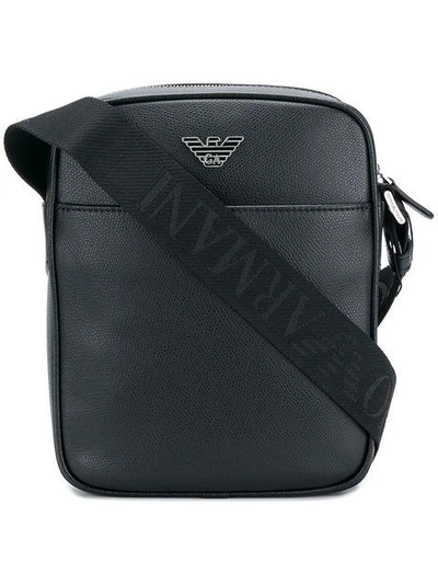 Shop Emporio Armani Logo Messenger Bag In Black