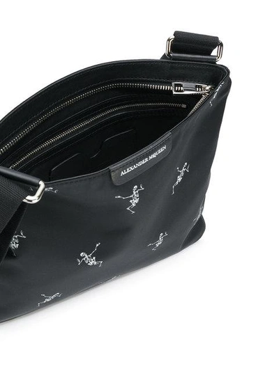 Shop Alexander Mcqueen Skeleton Print Messenger Bag In Black