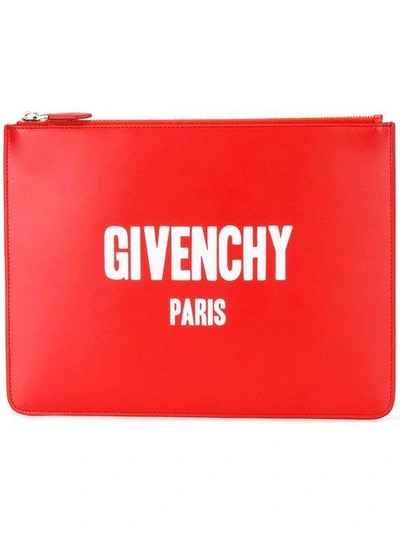 Shop Givenchy Logo Print Pouch In Red