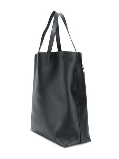 Shop Saint Laurent Slogan Print Shopper Tote - Black