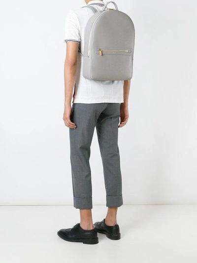 Shop Thom Browne Classic Backpack In Grey Pebble Grain