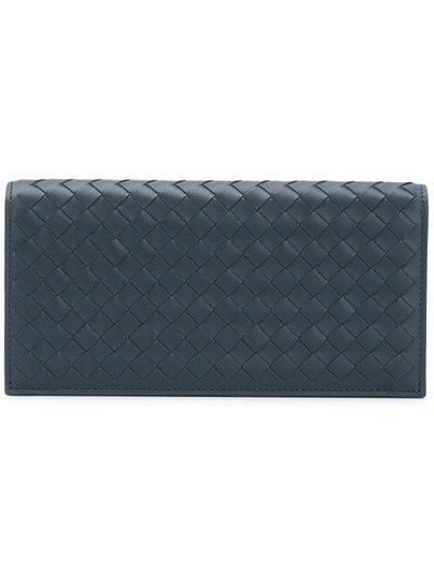 Shop Bottega Veneta Intrecciato Weave Continental Wallet In Blue