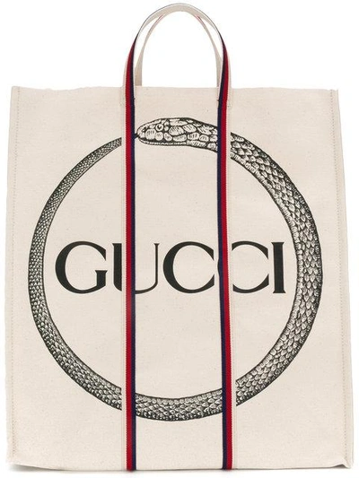 Shop Gucci Ouroboros Print Tote In 8200