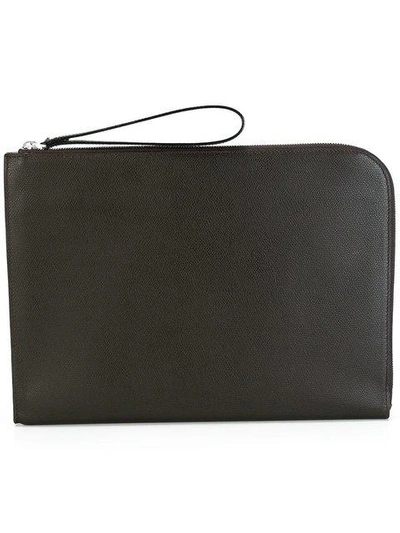Shop Valextra Large Zipped Clutch - Brown