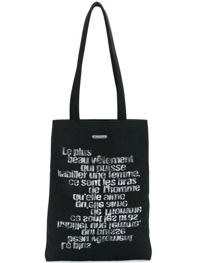 Shop Saint Laurent Slogan Shopper Tote - Black
