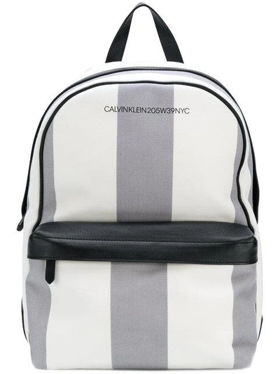 Shop Calvin Klein 205w39nyc Medium Striped Backpack In White