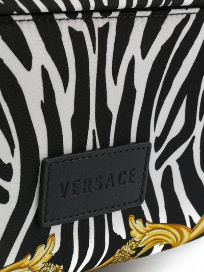 Shop Versace Baroque Zebra Print Backpack In Black