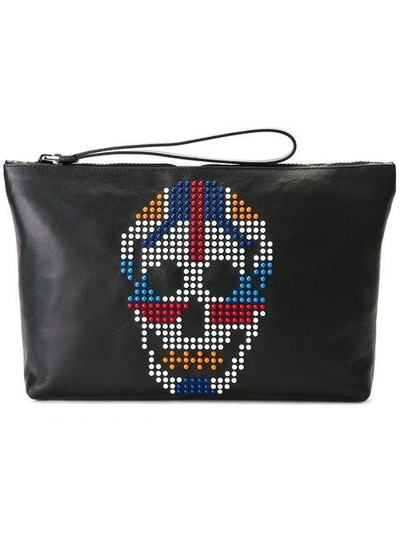 Shop Alexander Mcqueen Studded Skull Clutch - Black