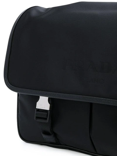 Shop Prada Safety Buckle Logo Satchel - Black