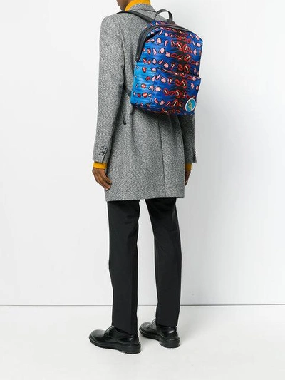 Shop Fendi Leopard Print Backpack In Blue