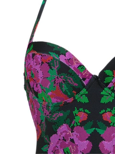 Shop Amir Slama Floral Print Swimsuit In Preto