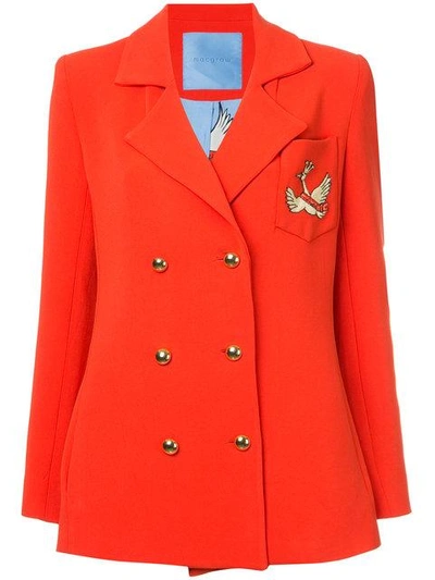 Shop Macgraw Double Breasted Swan Crest Blazer - Red
