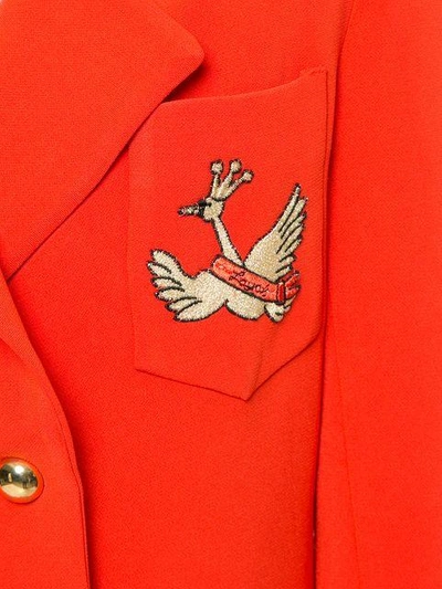 Shop Macgraw Double Breasted Swan Crest Blazer - Red