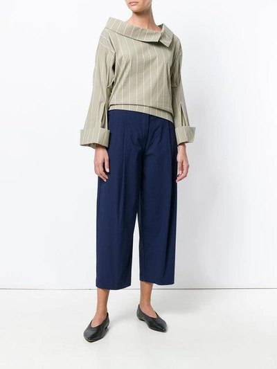 Shop Erika Cavallini Loose Fit Cropped Trousers In Blue