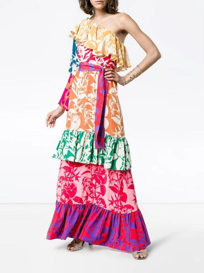 Shop Borgo De Nor Penelope Floral Print Silk Dress In Multicolour