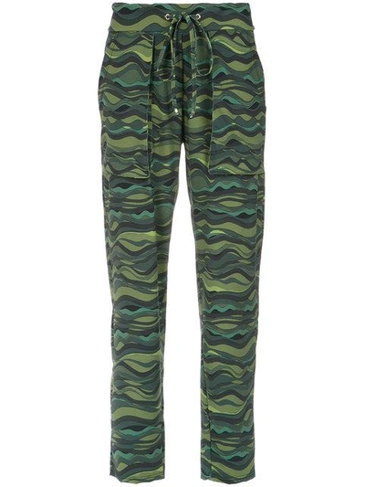 Shop Amir Slama Wave Print Drawstring Pants In Green