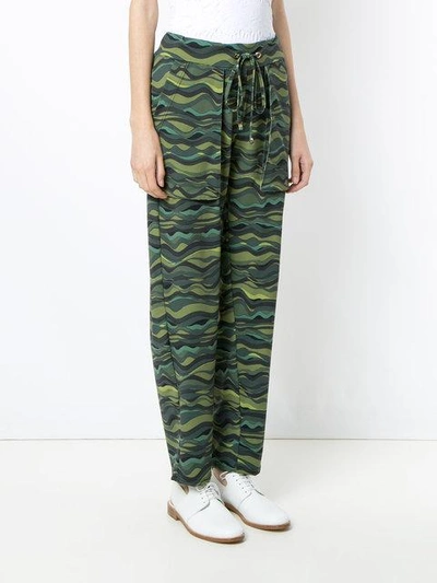 Shop Amir Slama Wave Print Drawstring Pants In Green