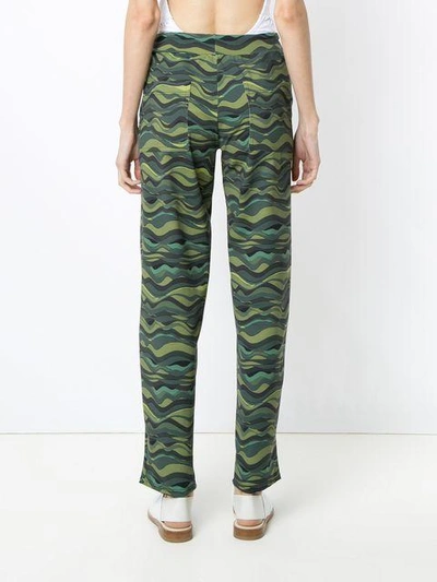 Shop Amir Slama Wave Print Drawstring Pants In Green