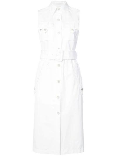 Shop Derek Lam Sleeveless Utility Shirt Dress - White