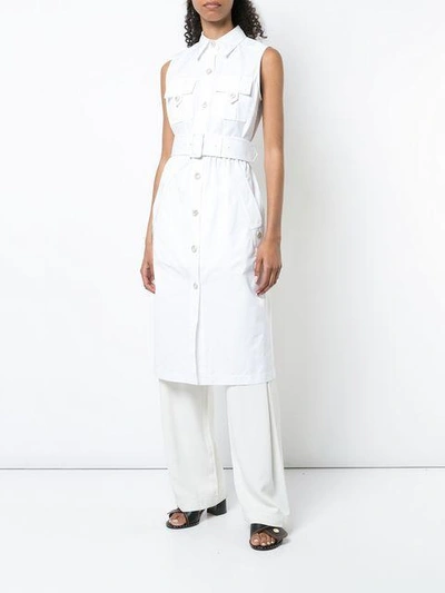 Shop Derek Lam Sleeveless Utility Shirt Dress - White