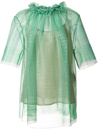 Shop Stella Mccartney Ruched Blouse In Green