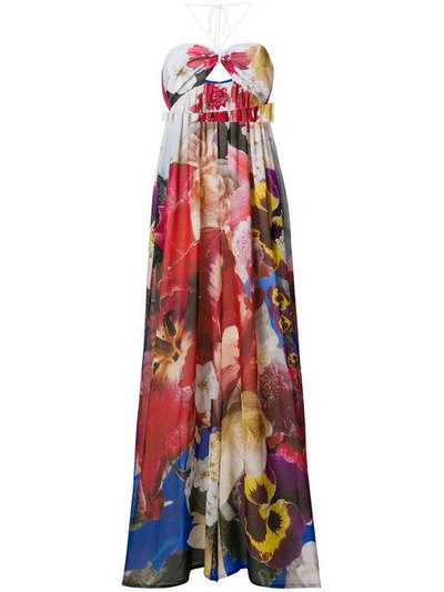 Shop Roberto Cavalli Floral Print Jumpsuit In Multicolour